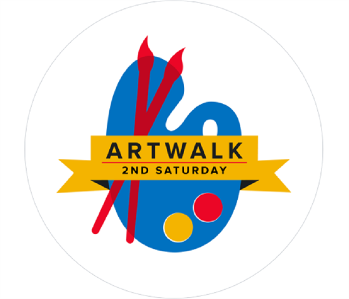 Painter’s palate with ‘Artwalk 2nd Saturday’ writing in middle