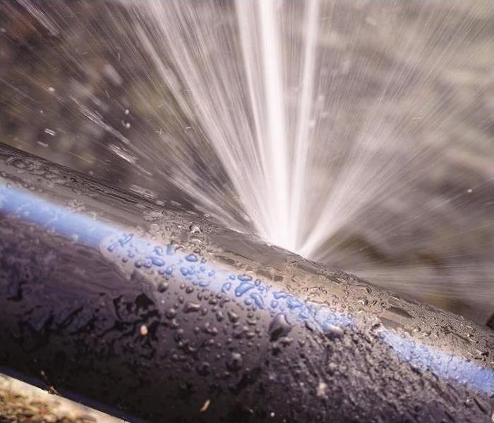 Water spewing from pipe