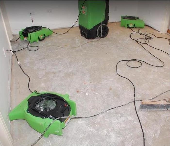 SERVPRO Drying Equipment on water damaged floor