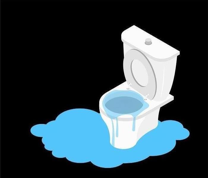 A black background with a cartoon toilet overflowing.  